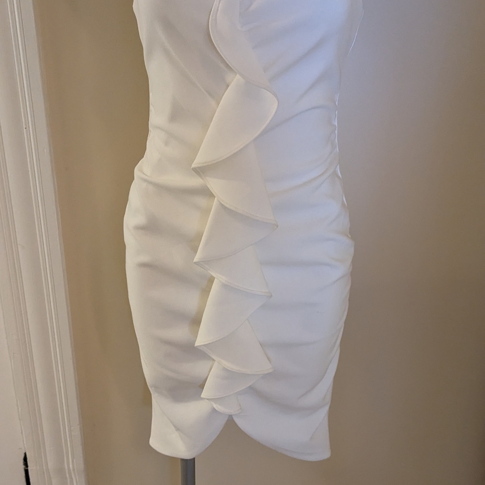 Likely White Ruffle Adjustable Spaghetti Strap Dr… - image 5
